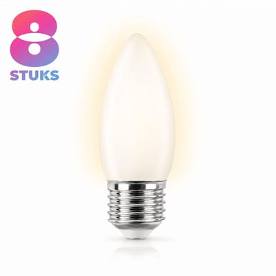 8x Kaarslamp Gloeilamp E27 - 25W - Warm Wit Licht (2700K) - 150 lm - 1 jaar - Dimbaar