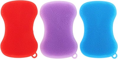 Siliconen Schrobbers - Keuken Sponzen - Vaat Reinigen - Antiaanbaklaag Ontwerp - 3 Stuks - Meerdere Kleuren