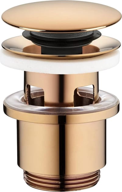 Wastafelafvoer Clic-Clac - Afvoerstop Pop-up - Badkamer Afvoer Reparatie - NF-gecertificeerd Duurzaam - Diameter 63 mm - Roségoud