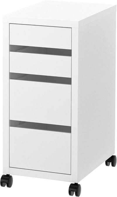 Ladeblok op wielen - Mobiele opberger - Bureau organiseren - Ladestops voorkomen uittrekken - 35x75 cm - Wit