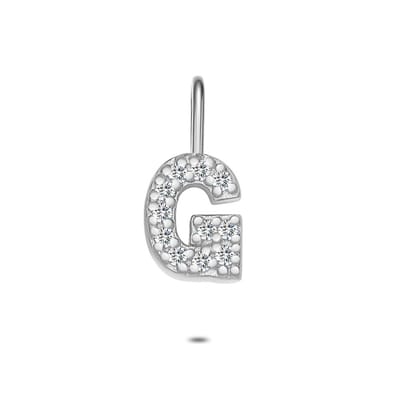 Twice As Nice Hanger in zilver, letter G met steentjes