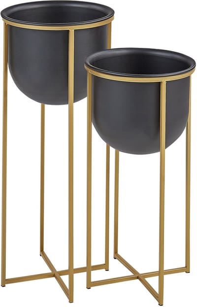THUJA - Bloempot set van 2 - Zwart - Metaal