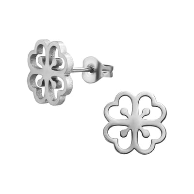 Zilver kleurige stainless steel klavertje vier dames oorbellen | chirurgisch staal | hypoallergeen | Zilverana | RVS