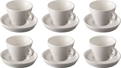 Palmer - Da Vinci - Cappuccino kop en schotel - 6 stuks - 31 cl - Wit - Porselein - Koffiekopjes