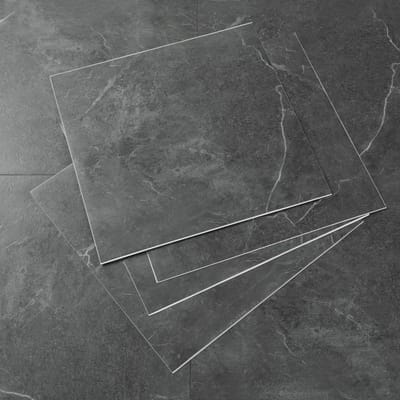 Dailygoods- Vinylvloer Zelfklevend - Waterdicht - Slijtvast - Donkergrijs - Marmereffect - 30 x 30 cm - 20 Stuks - Vloertegels