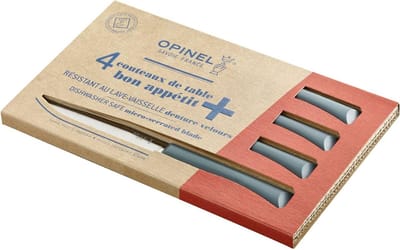 Opinel N°125 Bon Appétit+ Grey Tafelmessenset - 4-delig - Grijs - Microkarteling - RVS - Steakmes