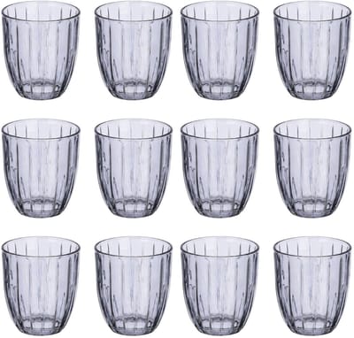 Vivalto Drinkglazen Arcade set- 12x - waterglazen - grijs transparant - glas - 300 ml
