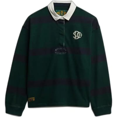 Superdry - Heritage Stripe Rugbyshirt oversized pasvorm - Dames - Lange mouwen shirts