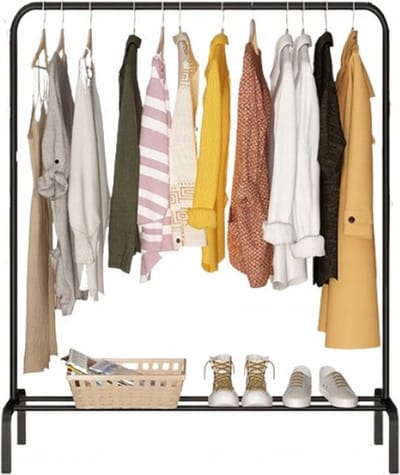 Eleganca Kledingrek XL - H110 x B150 x D40 cm - Schoenenrek - Garderoberek met Schoenenrek - Dressboy - Grote Kledingrekken - Metaal - Zwart