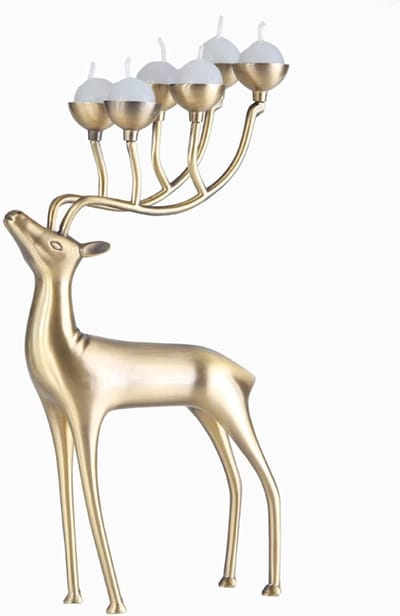 Eland Kandelaar - Kaarsenhouder Decoratie - Feestelijke Sfeer - Elegante Zeskoppige Vorm - 50 gram - Zilver