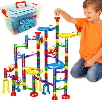 Knikkerbaan Set - Bouwspeelgoed - Educatief Spelen - Inclusief Opbergbad - 162 Stukken - Multicolor