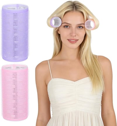 SnelShoppen - Jumbo Bang Curlers met Aluminium Kern, Heat-Free, Zelfklevende Haarstylingswikkels voor Volumineuze Natuurlijke Krullen, Geschikt voor K