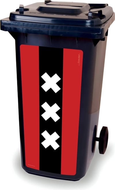 Container sticker - Amsterdamse vlag - kliko sticker - afvalbak stickers - vuilnisbak - CoverArt