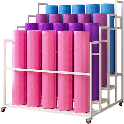 Fitness Opbergrek - Gym Organizer - Sportspullen Opbergen - Met Wielen - 4 Tier 39.4x33.5x41.3in - Wit