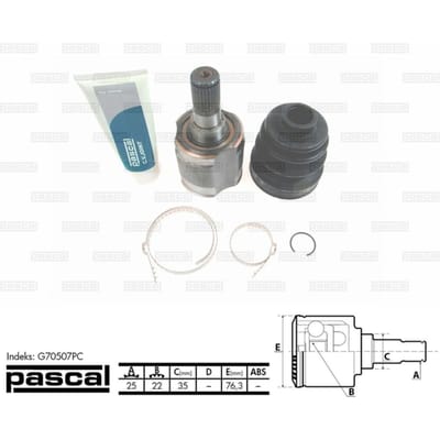 Homokineet reparatie set, aandrijfas PASCAL G70507PC