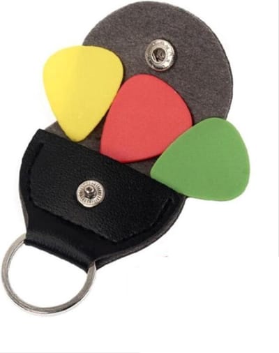 Scoby - Plectrumhouder - Sleutelhanger met Plectrums - Gitaar Accessoire - PU Leren Zakje - Inclusief 3 Plectrums - Zwart
