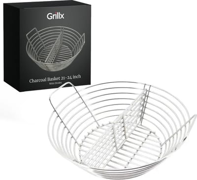 Grillx Kolenmand 21, 22, 23, 24 inch - Met Uitneembare Divider - RVS - Kamado accessoires - accesoires
