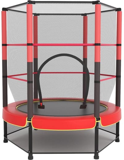 Foxsport Trampoline - Indoor & Outdoor Kindertrampoline - Met Veiligheidsnet en Veilige Rand - Met Elastieken - speelgoed - Ø140 cm - Roze