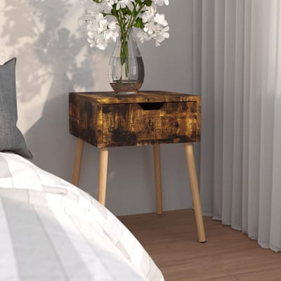 vidaXL - Nachtkastje - 40x40x56 - cm - bewerkt - hout - gerookt - eikenkleurig