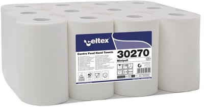 Poetspapier Celtex Centerfeed Mini 2-laags wit 72 meter krimp a 12 rol