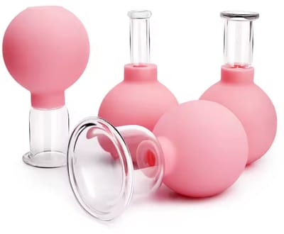 4 delig Face Cupping Set - Gezicht Cupping - Cupping Set Massage - Anti Cellulitis Therapie - roze - LOUZIR
