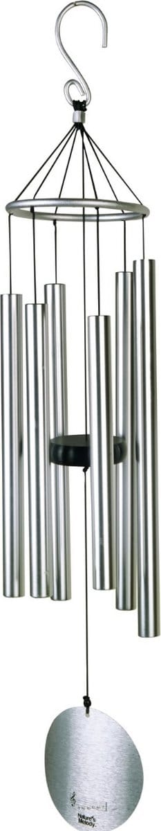Nature's Melody Aureole Tunes silver.Muziek windgong  /  Windorgel met 6 mat zilver stalen buisen .Het windgonggeluid is afgestemd .80cm