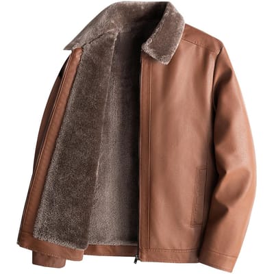 Winter Nieuwe Heren Fluwelen Pu Leren Jas Jeugd Revers Warm Middelbare Leeftijd en Oudere Vader 4XL black