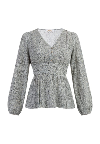 usha Blouse Dames Wol Wit Veelkleurig