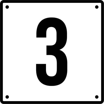 Huisnummerbord 3 - Incl. Schroeven en Pluggen – Acrylaat - 10 x 10 cm - Wit met Zwart