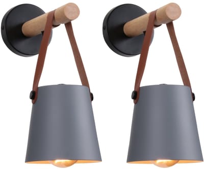2 Stuks Wandlamp Slaapkamer Moderne Binnenwandlamp Vintage voor Woonkamer Gang Hall Grijs