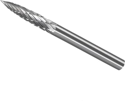 Vijl, 1/8 "schacht 1/8" Dia, dubbel gesneden kegelvorm roterende bramen gereedschap - (Toepassingen: voor metaalsnijwerk)
