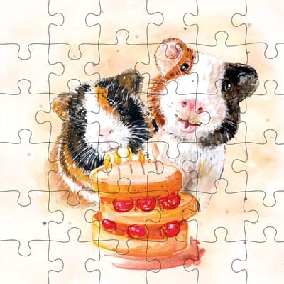 Puzzel wenskaart - Animal Friends - Wenskaart met Puzzel - JPC015- Guinea Pigs