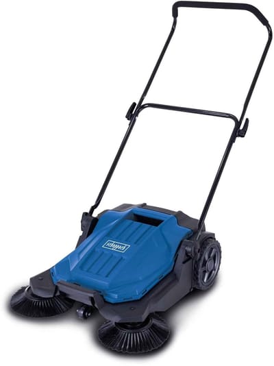 Veegmachine - Handveger - Opritten Reinigen - 3 Borstel Systeem - 65 cm Veegbreedte - Grijs