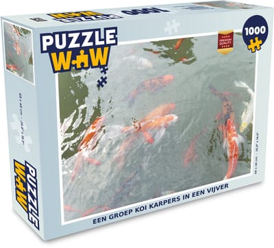 Puzzel Een groep koi karpers in een vijver - Legpuzzel - Puzzel 1000 stukjes volwassenen