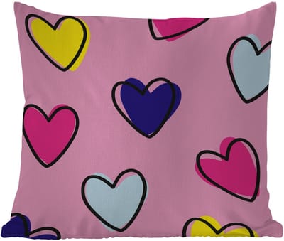 Tuinkussen - Hartjes - Valentijn - Patroon - Kleurrijk - 40x40 cm - Weerbestendig