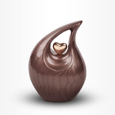 Teardrop Urn Middel 850 ml Lichtbruin Goudkleurig - Urn voor Menselijke As - Crematie Urn voor As Volwassenen - Dieren Urn voor As Crematie - Urn Hond - Urn Kat