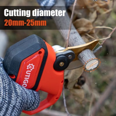 RFWR® Elektrische snoeischaar met borstelloze motor, 21V, 25mm snijden, oplaadbare batterij, geschikt voor tuinieren en fruitbomen