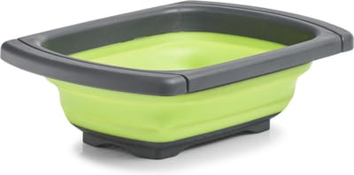 Zeller Opvouwbaar vergiet - zeef - grijs/groen - kunststof - 44 x 29 x 13 cm - Keuken vergieten