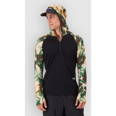 Mons Royale Temple Merino Long Sleeve Hood Thermo Shirt camouflage