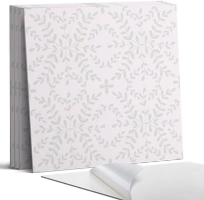 Coloray Wandpanelen Zelfklevend - Delicaat plantenpatroon Zelfklevende Wandpanelen - 50 cm x 50 cm - Grijs Wandpaneel PVC - 4 stuks - Bloemen en planten Wandpanelen Zelfklevend - Wandpaneel Keuken - Wandpanelen Badkamer