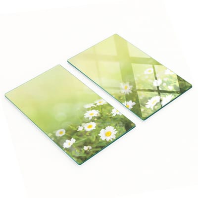 Decoratieve glazen serveerplankjes met madeliefjesmotief, 2x30x52 cm