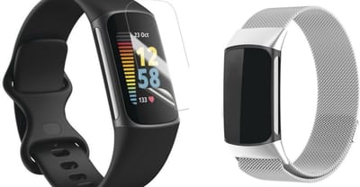 Strap-it Luxe Milanese band + Screenprotector - Geschikt voor Fitbit Charge 6 - RVS Milanees band voor Charge 6 activity tracker - RVS Stalen band - Magnetische sluiting - (Zilver)