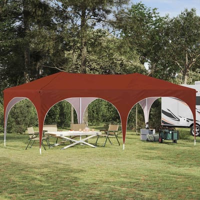 vidaXL - Pop-up - Feesttent - 575 - x - 288 - x - 245 - cm - Terracotta - Oxford - Stof