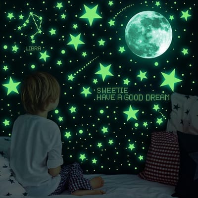 "Zelfklevende Lichtgevende Sterrenhemel Stickers - Set van 514 Fluorescerende Sterren voor een Betoverende Kinderkamer"