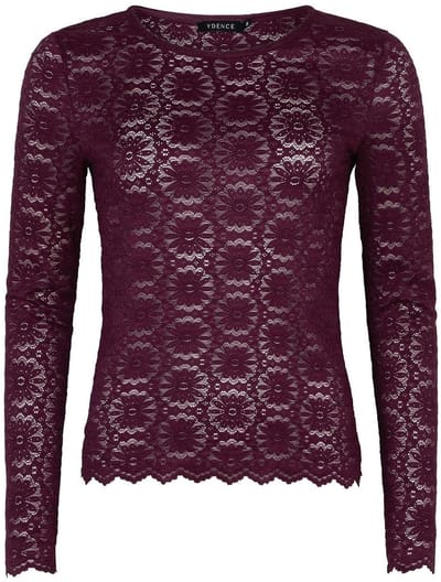 Ydence Top Loiza Tops & T-shirts Dames - Shirt - Bordeaux - Maat XS