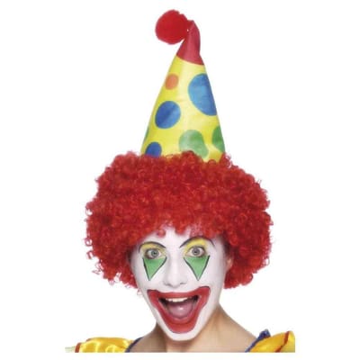 Smiffys Clown verkleed pruik met hoedje - rood haar - one size - volwassenen - clownspruik