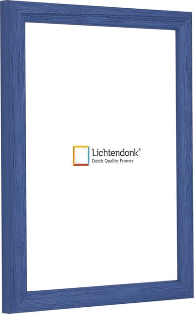 Fotolijst - Fotokader - Azuurblauw - Halfrond met zichtbare houtnerf - Fotomaat 45x60 - Ontspiegeld glas - Art.nr. 1055006145601