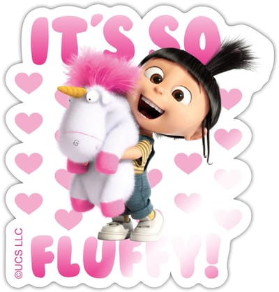 Minions Agnes It's So Fluffy Pink Sticker Maat S (max. 10 x 10cm)