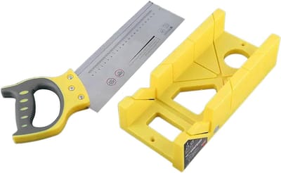 Verstekzaag met doos - Hoekzaag gereedschap - Houtbewerking projecten - Nauwkeurige hoeksneden - 47 cm lengte - Grijs