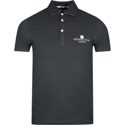 Aquascutum London vet logo zwart poloshirt